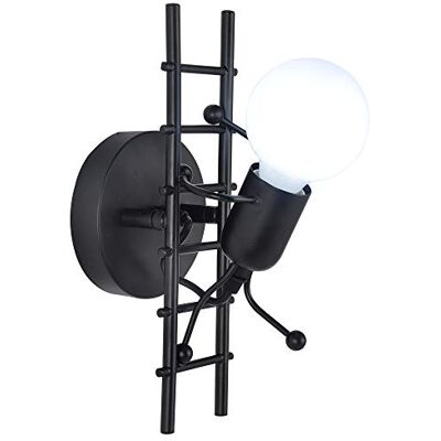Goeco Humanoid LED Wandleuchte, Cartoon Wandlampen Innen, Höhe 28cm, Einfacher Stil Wand Lampe für Wohnzimmer Kinderzimmer Flur Schlafzimmer, 220V E27 Basis, Glühbirne nicht Enthalten (Schwarz) Goeco Humanoid LED Wandleuchte, Cartoon Wandlampen Innen, Höhe 28cm, Einfacher Stil Wand Lampe für Wohnzimmer Kinderzimmer Flur Schlafzimmer, 220V E27 Basis, Glühbirne nicht Enthalten (Schwarz)
