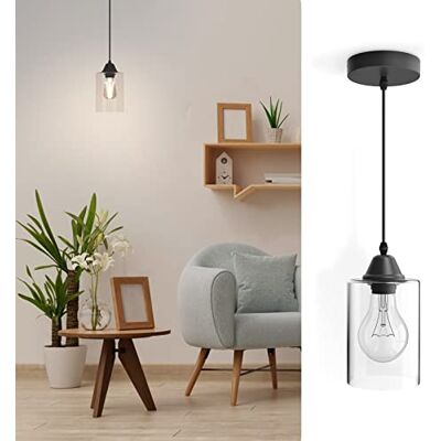 EMKE Pendelleuchte Vintage Hängelampe Schwarz, E27 Lampen Pendellampe Hängeleuchte, Retro Lampenschirm Licht Kronleuchter Esszimmerlampe Wohnzimmerlampe Küchenlampe EMKE Pendelleuchte Vintage Hängelampe Schwarz, E27 Lampen Pendellampe Hängeleuchte, Retro Lampenschirm Licht Kronleuchter Esszimmerlampe Wohnzimmerlampe Küchenlampe