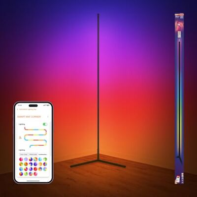 Osram Matter over Wifi Floor Corner LED Stehleuchte 1400mm, 14W, RGBW, 2700-6500K, WiFi, Fernbedienung, Schwarz, Ambientlicht Osram Matter over Wifi Floor Corner LED Stehleuchte 1400mm, 14W, RGBW, 2700-6500K, WiFi, Fernbedienung, Schwarz, Ambientlicht