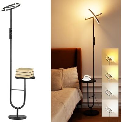LuminexDesigns LED Stehlampe Wohnzimmer, 36W Deckenfluter LED Dimmbar mit Fernbedienung, Wohnzimmerlampe Stehend mit Regal-Ablage 360° drehbarer Lampenkopf Moderne Stehleuchte Schwarz für Sofa Schlafzimmer AVEN MF19 LuminexDesigns LED Stehlampe Wohnzimmer, 36W Deckenfluter LED Dimmbar mit Fernbedienung, Wohnzimmerlampe Stehend mit Regal-Ablage 360° drehbarer Lampenkopf Moderne Stehleuchte Schwarz für Sofa Schlafzimmer AVEN MF19