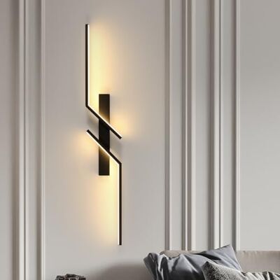 Goeco LED Wandleuchte Innen Modern, 81.5 CM 19 W Schwarz Wandlampe Innen Lang 3000K Warmes Licht Kreative Design Modern LED Wandbeleuchtung aus Acryl für Flur Treppenhaus Wohnzimmer Schlafzimmer Goeco LED Wandleuchte Innen Modern, 81.5 CM 19 W Schwarz Wandlampe Innen Lang 3000K Warmes Licht Kreative Design Modern LED Wandbeleuchtung aus Acryl für Flur Treppenhaus Wohnzimmer Schlafzimmer
