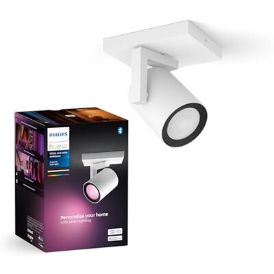 Philips White & Color Ambiance Argenta Deckenlampe mit 1er Spot (1.050 lm), dimmbare LED Spots mit 16 Mio. Farben, smarte Lichtsteuerung über Sprache und App, weiß, neue Generation Philips White & Color Ambiance Argenta Deckenlampe mit 1er Spot (1.050 lm), dimmbare LED Spots mit 16 Mio. Farben, smarte Lichtsteuerung über Sprache und App, weiß, neue Generation