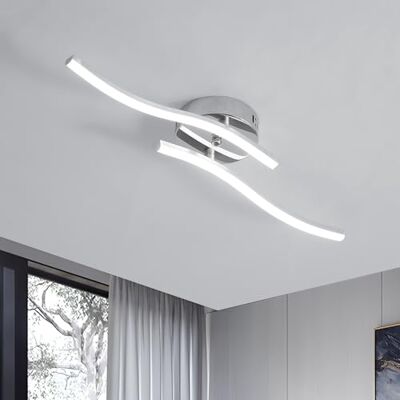 Goeco Deckenlampe Flur, 14 W 52 cm 6500K LED Deckenleuchte mit 2 Flammig Kaltweißes Licht LED Lampen Deckenbeleuchtung für Schlafzimmer Wohnzimmer Küche, Silber Goeco Deckenlampe Flur, 14 W 52 cm 6500K LED Deckenleuchte mit 2 Flammig Kaltweißes Licht LED Lampen Deckenbeleuchtung für Schlafzimmer Wohnzimmer Küche, Silber