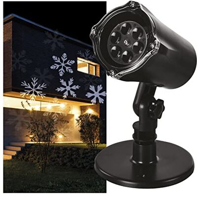 EMOS Schneeflocken LED Projektor, weiße Schneeflocken, effektvolle Wandbeleuchtung, Fassaden-, Wand- und Mauer-Projektion, IP44, Weihnachtsbeleuchtung für Außen & Innen, 3m Kabel, Schwarz, DCPC02 EMOS Schneeflocken LED Projektor, weiße Schneeflocken, effektvolle Wandbeleuchtung, Fassaden-, Wand- und Mauer-Projektion, IP44, Weihnachtsbeleuchtung für Außen & Innen, 3m Kabel, Schwarz, DCPC02