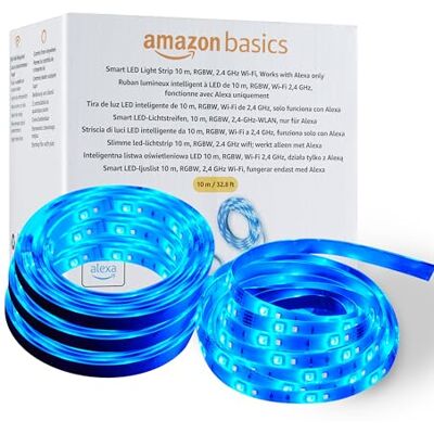 Amazon Basics Smarter LED-Lichtstreifen, 10 m, RGBW, nur für Alexa geeignet, Mehrfarbig Amazon Basics Smarter LED-Lichtstreifen, 10 m, RGBW, nur für Alexa geeignet, Mehrfarbig