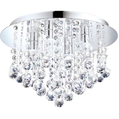 EGLO LED Deckenleuchte Almonte, 4 flammige Deckenlampe Bad, Badezimmer Lampe aus Metall in Chrom und klarem Kristal, LED Feuchtraumleuchte warmweiß, G9, IP44, Ø 35 cm EGLO LED Deckenleuchte Almonte, 4 flammige Deckenlampe Bad, Badezimmer Lampe aus Metall in Chrom und klarem Kristal, LED Feuchtraumleuchte warmweiß, G9, IP44, Ø 35 cm