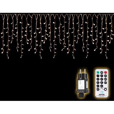 SALCAR 5m LED Lichtervorhang Außen, Eisregen Lichterkette Outdoor mit Fernbedienung und Timer, Weihnachtsbeleuchtung Innen Fenster 8 Modi, Warmweiß SALCAR 5m LED Lichtervorhang Außen, Eisregen Lichterkette Outdoor mit Fernbedienung und Timer, Weihnachtsbeleuchtung Innen Fenster 8 Modi, Warmweiß