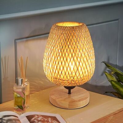 Comely Nachttischlampe mit Kabelschalter, Modern LED Tischlampe Rattan aus Bambus und Holz, Schreibtischlampe Holz mit E27-Fassung max 60W, Nachtlicht Leselampe für Schalfzimmer Kinderzimmer Comely Nachttischlampe mit Kabelschalter, Modern LED Tischlampe Rattan aus Bambus und Holz, Schreibtischlampe Holz mit E27-Fassung max 60W, Nachtlicht Leselampe für Schalfzimmer Kinderzimmer