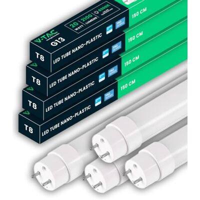V-TAC 4x LED Röhre 150 CM T8 G13-Fassung 20W 2100 Lumen Samsung Chip LED-Röhren für Decke, Wand, Garage, Geschäft T8 Röhre Ersatz für Neonröhren Licht 6500K Kaltweiß V-TAC 4x LED Röhre 150 CM T8 G13-Fassung 20W 2100 Lumen Samsung Chip LED-Röhren für Decke, Wand, Garage, Geschäft T8 Röhre Ersatz für Neonröhren Licht 6500K Kaltweiß