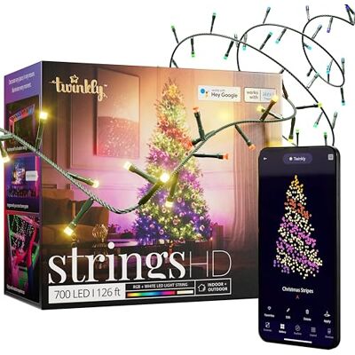 Twinkly Strings HD 700 Smart RGB+W LEDs, 38,5 Meter, Grüne Leitung, Weihnachtsbeleuchtung für Innen- und Außenbereich Twinkly Strings HD 700 Smart RGB+W LEDs, 38,5 Meter, Grüne Leitung, Weihnachtsbeleuchtung für Innen- und Außenbereich