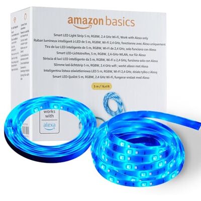 Amazon Basics Smarter LED-Lichtstreifen, 5 m, RGBW, nur für Alexa geeignet, Mehrfarbig Amazon Basics Smarter LED-Lichtstreifen, 5 m, RGBW, nur für Alexa geeignet, Mehrfarbig