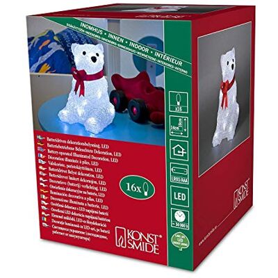 Konstsmide LED Acryl Eisbär mit roter Schleife, 16 kalt weiße Dioden, batteriebetrieben, Innen, 3 x AAA 1.5V (exkl.) 6159-203 Konstsmide LED Acryl Eisbär mit roter Schleife, 16 kalt weiße Dioden, batteriebetrieben, Innen, 3 x AAA 1.5V (exkl.) 6159-203