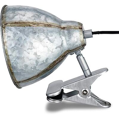 REV – Klemmlampe im angesagten Retro-Look mit E27 Fassung Zinkfarben – Leselampe Bett IP20 schwenkbar mit Metall Lampenschirm – Klemmleuchte für Bettrahmen mit Steckdosenanschluss REV – Klemmlampe im angesagten Retro-Look mit E27 Fassung Zinkfarben – Leselampe Bett IP20 schwenkbar mit Metall Lampenschirm – Klemmleuchte für Bettrahmen mit Steckdosenanschluss