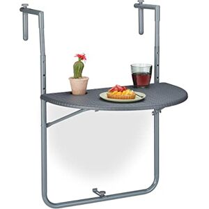 Relaxdays Balkonhängetisch klappbar, BxT: 59,5 x 63 cm, 3-Fach höhenverstellbar, 2 Getränkehalter, Geländertisch, grau Relaxdays Balkonhängetisch klappbar, BxT: 59,5 x 63 cm, 3-Fach höhenverstellbar, 2 Getränkehalter, Geländertisch, grau