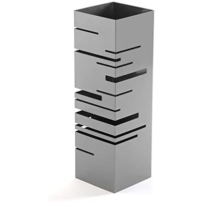Versa Stripes Schirmständer für Eingang, Raum oder Halle, moderner Schirmhalter, Maßnahmen (H x L x B) 49 x 15,5 x 15,5 cm, Metall, Farbe: Grau Versa Stripes Schirmständer für Eingang, Raum oder Halle, moderner Schirmhalter, Maßnahmen (H x L x B) 49 x 15,5 x 15,5 cm, Metall, Farbe: Grau