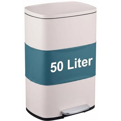 Relaxdays Mülleimer, 50 Liter, Küche, entnehmbarer Inneneimer, Fußpedal, Softclose, Edelstahl, Tretmülleimer, beige Relaxdays Mülleimer, 50 Liter, Küche, entnehmbarer Inneneimer, Fußpedal, Softclose, Edelstahl, Tretmülleimer, beige