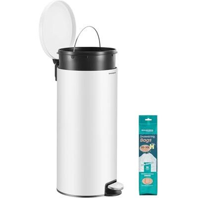 SONGMICS Mülleimer Küche, weiß, 30 L, mit Deckel, Softclose SONGMICS Mülleimer Küche, weiß, 30 L, mit Deckel, Softclose