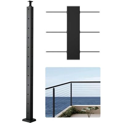 VEVOR Kabelgeländerpfosten, 106,7x3x5 cm Stahl-Eckgeländerpfosten, mit L-förmigen vorgebohrten Löchern, SUS304 Edelstahl-Geländerpfosten, 1er-Set, Schwarz, 1JZLGZXHS10607YXO001V0 VEVOR Kabelgeländerpfosten, 106,7x3x5 cm Stahl-Eckgeländerpfosten, mit L-förmigen vorgebohrten Löchern, SUS304 Edelstahl-Geländerpfosten, 1er-Set, Schwarz, 1JZLGZXHS10607YXO001V0