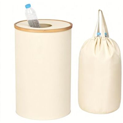Relaxdays Pfandflaschen Sammelbehälter 100l, waschbarer Beutel, HD: 75x40 cm, Flaschensammler mit Deckel, Oxford, beige Relaxdays Pfandflaschen Sammelbehälter 100l, waschbarer Beutel, HD: 75x40 cm, Flaschensammler mit Deckel, Oxford, beige