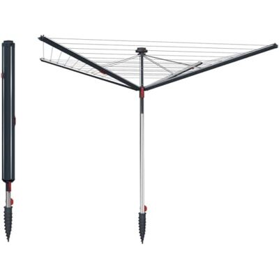 Vileda Sun-Rise Premium Wäschespinne -50 m Leinenlänge Kompakte & stabile Wäschespinne für Garten & Terrasse Patentiertes Spannsystem, wetterfest & platzsparend, Höhe 1,67–1,82 m Comfort-Pack Vileda Sun-Rise Premium Wäschespinne -50 m Leinenlänge Kompakte & stabile Wäschespinne für Garten & Terrasse Patentiertes Spannsystem, wetterfest & platzsparend, Höhe 1,67–1,82 m Comfort-Pack