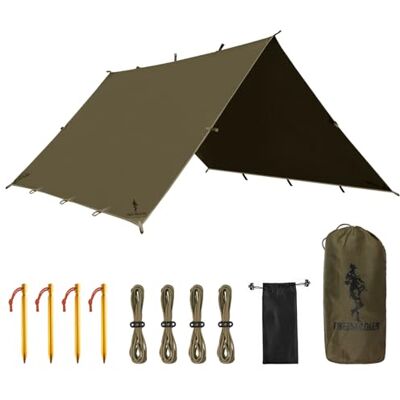 FREE SOLDIER Tarp Wasserdicht 3 * 3m Ultraleicht Zeltplanen UV Schutz Camping Sonnensegel Zelt Freien Große-Tarp für Camping, Wandern, Outdoor-Aktivitäten(Olivgrün) FREE SOLDIER Tarp Wasserdicht 3 * 3m Ultraleicht Zeltplanen UV Schutz Camping Sonnensegel Zelt Freien Große-Tarp für Camping, Wandern, Outdoor-Aktivitäten(Olivgrün)