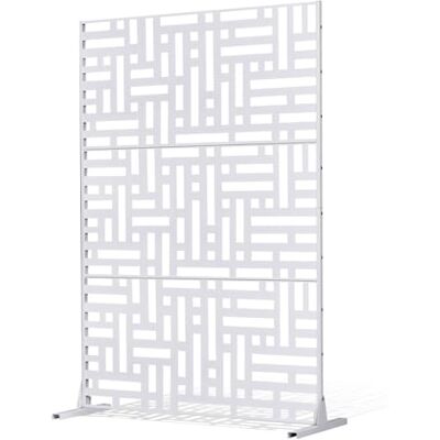 VEVOR Paravent, 120x50,8x193 cm, freistehende Außentrennwand mit Ständer, Sichtschutz, Trennwand, Raumtrenner, dekorativer Raumteiler aus Stahl für Balkon, Terrasse, Innenbereich, Whirlpool, weiß VEVOR Paravent, 120x50,8x193 cm, freistehende Außentrennwand mit Ständer, Sichtschutz, Trennwand, Raumtrenner, dekorativer Raumteiler aus Stahl für Balkon, Terrasse, Innenbereich, Whirlpool, weiß