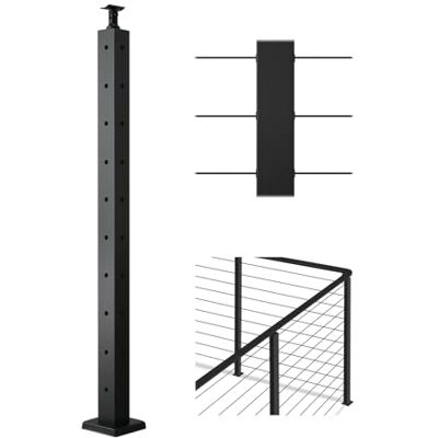 VEVOR Kabelgeländerpfosten, 914 x 50,8 x 50,8 mm, Kabel-Treppengeländerpfosten mit vorgebohrten Löchern L, SUS304 Edelstahl, für Handlauf, Balustraden, Schwarz, 1JZLGZXHS914ZPBNY001V0 VEVOR Kabelgeländerpfosten, 914 x 50,8 x 50,8 mm, Kabel-Treppengeländerpfosten mit vorgebohrten Löchern L, SUS304 Edelstahl, für Handlauf, Balustraden, Schwarz, 1JZLGZXHS914ZPBNY001V0