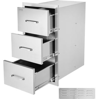 VEVOR Küchenschubladen Outdoor Schubladenschrank (47 x 57 x 57 cm) mit dreifachem Zugriff aus Edelstahl, Schubladenaufbewahrung für Grillinsel mit Griff, für Grillstation VEVOR Küchenschubladen Outdoor Schubladenschrank (47 x 57 x 57 cm) mit dreifachem Zugriff aus Edelstahl, Schubladenaufbewahrung für Grillinsel mit Griff, für Grillstation