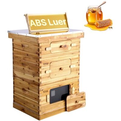 VEVOR Bienenstock, Zander Beute für 30 Rahmen, mit Bienenwachs beschichtetes Tannenholz, 2 Tiefe + 1 mittelgroßer Bienenkasten, Langstroth-Bienenstock-Set, transparente Acrylfenster mit Fundamenten VEVOR Bienenstock, Zander Beute für 30 Rahmen, mit Bienenwachs beschichtetes Tannenholz, 2 Tiefe + 1 mittelgroßer Bienenkasten, Langstroth-Bienenstock-Set, transparente Acrylfenster mit Fundamenten