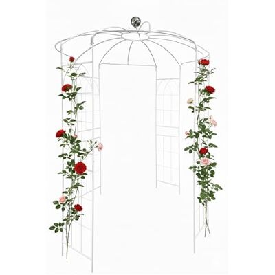 Relaxdays Rosenpavillon Metall, HBT: 290 x 206 x 206 cm, Rankhilfe Kletterpflanzen, Garten, Rankpavillon mit Haken, weiß Relaxdays Rosenpavillon Metall, HBT: 290 x 206 x 206 cm, Rankhilfe Kletterpflanzen, Garten, Rankpavillon mit Haken, weiß