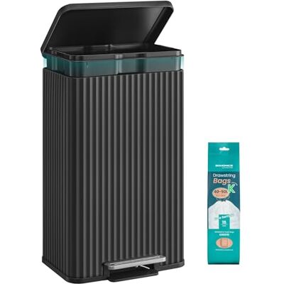 SONGMICS Mülleimer Küche, 50 Liter, Abfalleimer mit Pedal, Tretmülleimer mit Deckel, Softclose, Inneneimer herausnehmbar, Stahl, inklusive 15 Müllbeutel (Code K), tintenschwarz LTB586BZ02 SONGMICS Mülleimer Küche, 50 Liter, Abfalleimer mit Pedal, Tretmülleimer mit Deckel, Softclose, Inneneimer herausnehmbar, Stahl, inklusive 15 Müllbeutel (Code K), tintenschwarz LTB586BZ02