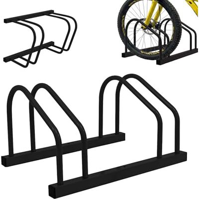 Relaxdays Fahrradständer Boden & Wandmontage, 2 Räder, bis 65 mm Reifenbreite, Garage, Hof, Reihenparker, Stahl, schwarz Relaxdays Fahrradständer Boden & Wandmontage, 2 Räder, bis 65 mm Reifenbreite, Garage, Hof, Reihenparker, Stahl, schwarz