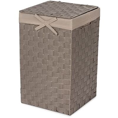 Compactor RAN6891 Stan Wäschekorb mit Deckel, Griffe, gewebt mit Metallrahmen, herausnehmbares Leinenfutter, 30 x 30 x 50 cm, Taupe, Braun, 30 x 30 x H.50 cm Compactor RAN6891 Stan Wäschekorb mit Deckel, Griffe, gewebt mit Metallrahmen, herausnehmbares Leinenfutter, 30 x 30 x 50 cm, Taupe, Braun, 30 x 30 x H.50 cm