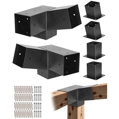 VEVOR Pfostenverbinder, 3-Wege-Schräghalterungen für 92x92 mm Holzbalken, 2er-Pack Pergola-Halterungen mit 2 Pfostensockeln & 2 Wandmontagesockeln, für Pergolen, Pavillons & Schuppen im Freien VEVOR Pfostenverbinder, 3-Wege-Schräghalterungen für 92x92 mm Holzbalken, 2er-Pack Pergola-Halterungen mit 2 Pfostensockeln & 2 Wandmontagesockeln, für Pergolen, Pavillons & Schuppen im Freien