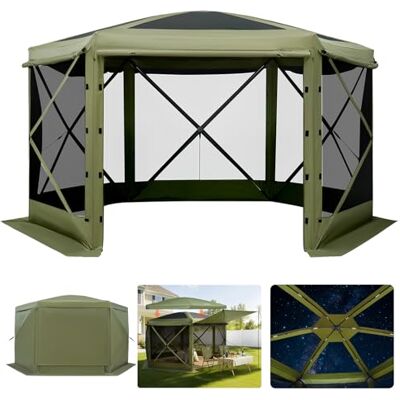 VEVOR Pop-up-Pavillon, 3,6x3,6 m, großes 6-seitiges Campingzelt mit abnehmbarem Dach & Tragetasche, Partyzelt, Sonnenschutz für 8-10 Personen, für Garten & Terrasse, Grün VEVOR Pop-up-Pavillon, 3,6x3,6 m, großes 6-seitiges Campingzelt mit abnehmbarem Dach & Tragetasche, Partyzelt, Sonnenschutz für 8-10 Personen, für Garten & Terrasse, Grün