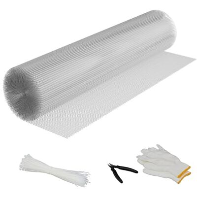 Relaxdays Volierendraht, 100 cm x 10 m, für Maschendrahtzaun, 6,3 x 6,3 mm Drahtgitter, verzinkter Hasendraht, Silber Relaxdays Volierendraht, 100 cm x 10 m, für Maschendrahtzaun, 6,3 x 6,3 mm Drahtgitter, verzinkter Hasendraht, Silber