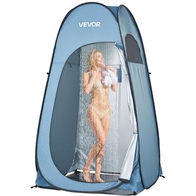 VEVOR Pop Up Toilettenzelt 119x119x210 cm, Zelt mit Sofortaufbau, Umkleidezelt inkl. Heringen & Seilen & Tragetasche, aus 190T Polyester ideal für Camping Strand Angeln Blau VEVOR Pop Up Toilettenzelt 119x119x210 cm, Zelt mit Sofortaufbau, Umkleidezelt inkl. Heringen & Seilen & Tragetasche, aus 190T Polyester ideal für Camping Strand Angeln Blau