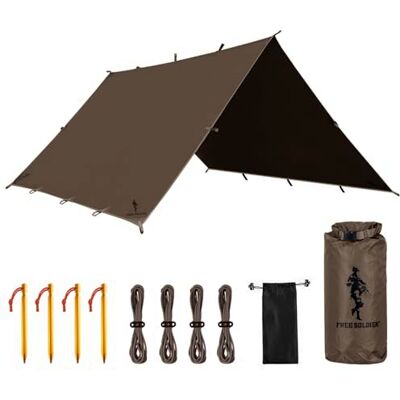 FREE SOLDIER Tarp Wasserdicht 3 * 3m Ultraleicht Zeltplanen UV Schutz Camping Sonnensegel Zelt Freien Große-Tarp für Camping, Wandern, Outdoor-Aktivitäten(Kastanienbraun) FREE SOLDIER Tarp Wasserdicht 3 * 3m Ultraleicht Zeltplanen UV Schutz Camping Sonnensegel Zelt Freien Große-Tarp für Camping, Wandern, Outdoor-Aktivitäten(Kastanienbraun)