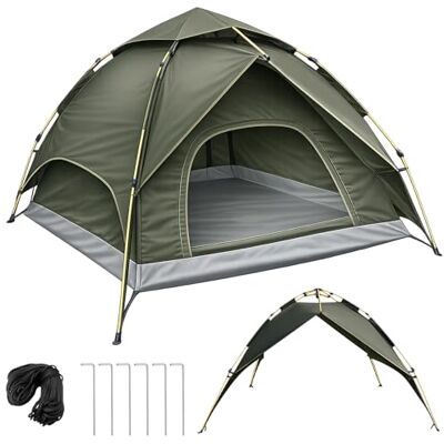 SURFOU Camping Zelt für 2-3 Personen, Pop Up Kuppelzelt mit Abnehmbar Äußerer Zeltplane, 230x230x165cm, Wasserdicht und Winddichtes Instant-Zelt Automatisches Zelt für Camping Mottoradtour Festivals SURFOU Camping Zelt für 2-3 Personen, Pop Up Kuppelzelt mit Abnehmbar Äußerer Zeltplane, 230x230x165cm, Wasserdicht und Winddichtes Instant-Zelt Automatisches Zelt für Camping Mottoradtour Festivals