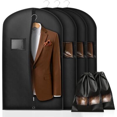 vonsera Kleidersack Herren 100 x 60cm, 4 Stück Kleiderhülle für Anzug, Jacke, Hemd mit 2 Stück Schuhbeutel, Atmungsaktive Kleiderschutzhülle mit Reißverschluss für Reisen & Lagerung vonsera Kleidersack Herren 100 x 60cm, 4 Stück Kleiderhülle für Anzug, Jacke, Hemd mit 2 Stück Schuhbeutel, Atmungsaktive Kleiderschutzhülle mit Reißverschluss für Reisen & Lagerung