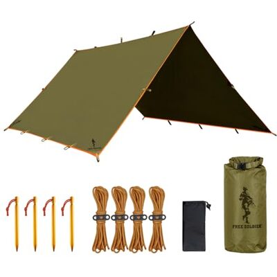 FREE SOLDIER Tarp Wasserdicht 4 * 4m Ultraleicht Zeltplanen UV Schutz Camping Sonnensegel Zelt Freien Große Tarp für Camping, Wandern, Outdoor-Aktivitäten FREE SOLDIER Tarp Wasserdicht 4 * 4m Ultraleicht Zeltplanen UV Schutz Camping Sonnensegel Zelt Freien Große Tarp für Camping, Wandern, Outdoor-Aktivitäten