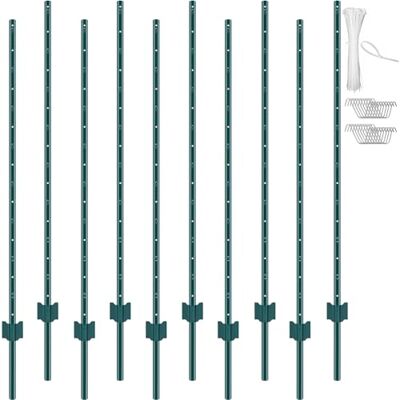 VEVOR Zaunpfosten 152,4 cm, 10er-Set Metallzaunpfosten, Weidezaunpfahl aus Kohlenstoffstahl hochwertige Zaunpfähle für Wildzaun, Weidezaun, Drahtzaun, Maschendrahtzäune, Wildschutzzaun VEVOR Zaunpfosten 152,4 cm, 10er-Set Metallzaunpfosten, Weidezaunpfahl aus Kohlenstoffstahl hochwertige Zaunpfähle für Wildzaun, Weidezaun, Drahtzaun, Maschendrahtzäune, Wildschutzzaun