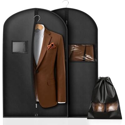 vonsera Kleidersack Anzug Schutzhülle 2 Stück, 100 x 60cm Kleidersäcke für Anzug, Jacke, Hemd mit 1 Stück Schuhbeutel, Atmungsaktive Anzugtasche mit Reißverschluss, Kleiderhülle für Reisen & Lagerung vonsera Kleidersack Anzug Schutzhülle 2 Stück, 100 x 60cm Kleidersäcke für Anzug, Jacke, Hemd mit 1 Stück Schuhbeutel, Atmungsaktive Anzugtasche mit Reißverschluss, Kleiderhülle für Reisen & Lagerung