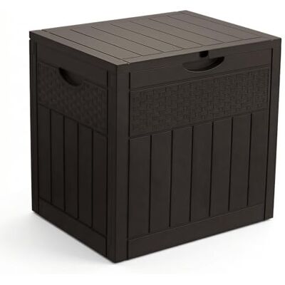 VOUNOT ® Gartenbox Wasserdicht Outdoor 126L, Aufbewahrungsbox Garten mit Griffmulden & Verschlussvorrichtung, Auflagenbox Kissenbox für Balkon Terrasse, 56 x 43 x 53 cm, Rattan-Optik Braun VOUNOT ® Gartenbox Wasserdicht Outdoor 126L, Aufbewahrungsbox Garten mit Griffmulden & Verschlussvorrichtung, Auflagenbox Kissenbox für Balkon Terrasse, 56 x 43 x 53 cm, Rattan-Optik Braun
