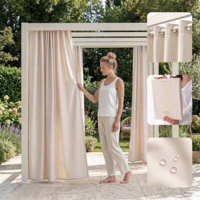 room99 Outdoorvorhäng mit Ösen Garden Line 155 x 220 cm Breite x Höhe Outdoor Vorhang wetterfest Wasserdicht Sichtschutz Sonnenschutz Gardinen Garten Winddicht Helle Creme, 1 Stück room99 Outdoorvorhäng mit Ösen Garden Line 155 x 220 cm Breite x Höhe Outdoor Vorhang wetterfest Wasserdicht Sichtschutz Sonnenschutz Gardinen Garten Winddicht Helle Creme, 1 Stück