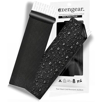 aZengear Reparaturflicken für Jacken (2er-Pack) – selbstklebend, wasserdicht aus Polyester zum Flicken von Zelten, Daunenjacken, Skianzügen, Schuhen und Polstern (Schwarz, 6x20cm) aZengear Reparaturflicken für Jacken (2er-Pack) – selbstklebend, wasserdicht aus Polyester zum Flicken von Zelten, Daunenjacken, Skianzügen, Schuhen und Polstern (Schwarz, 6x20cm)