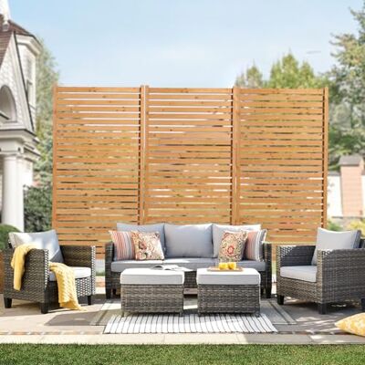 VEVOR Sichtschutz aus Holz, 91x6,3x187 cm, Raumteiler für den Außenbereich, freistehender Raumtrenner, dekorativer Trennwand für die Terrasse, Außentrennwand für Balkon, Terrasse, Rasen, Garten VEVOR Sichtschutz aus Holz, 91x6,3x187 cm, Raumteiler für den Außenbereich, freistehender Raumtrenner, dekorativer Trennwand für die Terrasse, Außentrennwand für Balkon, Terrasse, Rasen, Garten