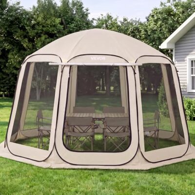 VEVOR Screen House Zelt, 3 x 2,8 m, 4-8 Personen, Pop-Up-Sichtzelt, tragbar, abgeschirmt, mit Tragetasche, Netzseiten, Erdspieße, für Garten, Terrasse, Hinterhof, Outdoor-Aktivitäten, Beige VEVOR Screen House Zelt, 3 x 2,8 m, 4-8 Personen, Pop-Up-Sichtzelt, tragbar, abgeschirmt, mit Tragetasche, Netzseiten, Erdspieße, für Garten, Terrasse, Hinterhof, Outdoor-Aktivitäten, Beige