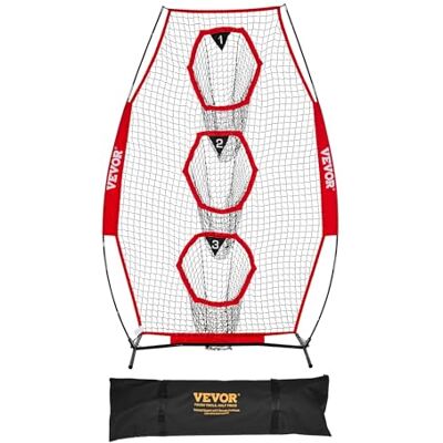 VEVOR Fußballtrainer Wurfnetz Übungsnetz (168 x 77 x 245 cm) mit 3 Zieltaschen & tragbarer Aufbewahrungstasche & Gurten, Wurfziel-Training für die Passgenauigkeit des Quarterbacks, rot VEVOR Fußballtrainer Wurfnetz Übungsnetz (168 x 77 x 245 cm) mit 3 Zieltaschen & tragbarer Aufbewahrungstasche & Gurten, Wurfziel-Training für die Passgenauigkeit des Quarterbacks, rot