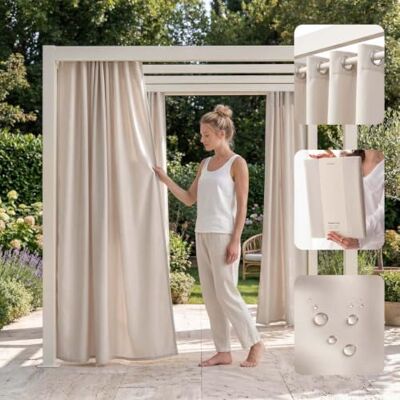room99 Outdoorvorhäng mit Ösen Garden Line 155 x 200 cm Breite x Höhe Outdoor Vorhang wetterfest Wasserdicht Sichtschutz Sonnenschutz Gardinen Garten Winddicht Hellbeige, 1 Stück room99 Outdoorvorhäng mit Ösen Garden Line 155 x 200 cm Breite x Höhe Outdoor Vorhang wetterfest Wasserdicht Sichtschutz Sonnenschutz Gardinen Garten Winddicht Hellbeige, 1 Stück